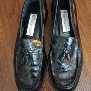 Etienne Aigner Black Crocodile Loafers